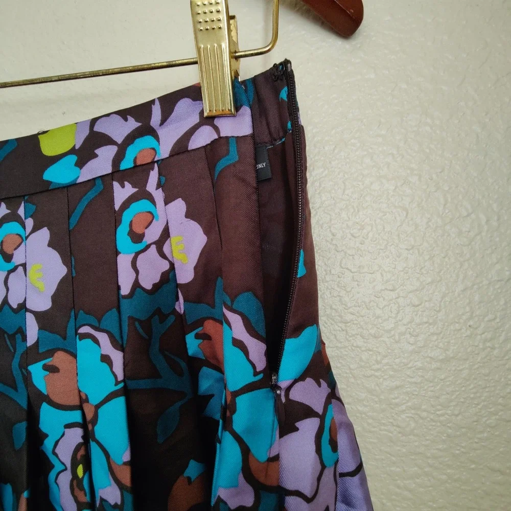 VTG Saks Fifth Avenue 100% Silk Pleated Floral Midi Skirt USA Fairy Whimsy 2